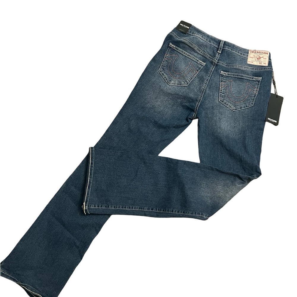 True Religion Men’s Blue Straight Jeans with Signature Back Pockets